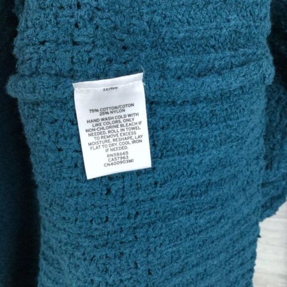 Caslon turtleneck sweater cuff sleeves teal size M - Picture 5 of 6